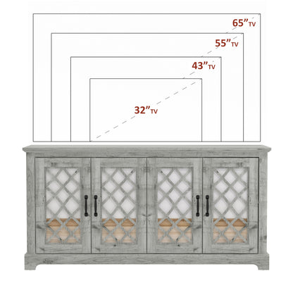 Galano Millicent 75 Inch TV Stands for Living Room with Storage, 17.1" D x 68.2" W x 29.3" H, Black Knotty Grey Oak