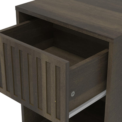 Galano Ryuki 1 Drawer Side Table with Shelf - Storage Cabinet for Hallway - Entryway - Foyer - Living Room - Bedroom - Space Saving (Riviera Eichi)