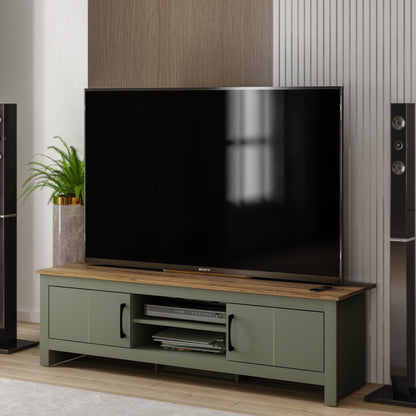 Galano Limestone Wide TV Unit - Entertainment Centre for up to 65" TV - TV Unit with 2 Doors (Dark Grey)