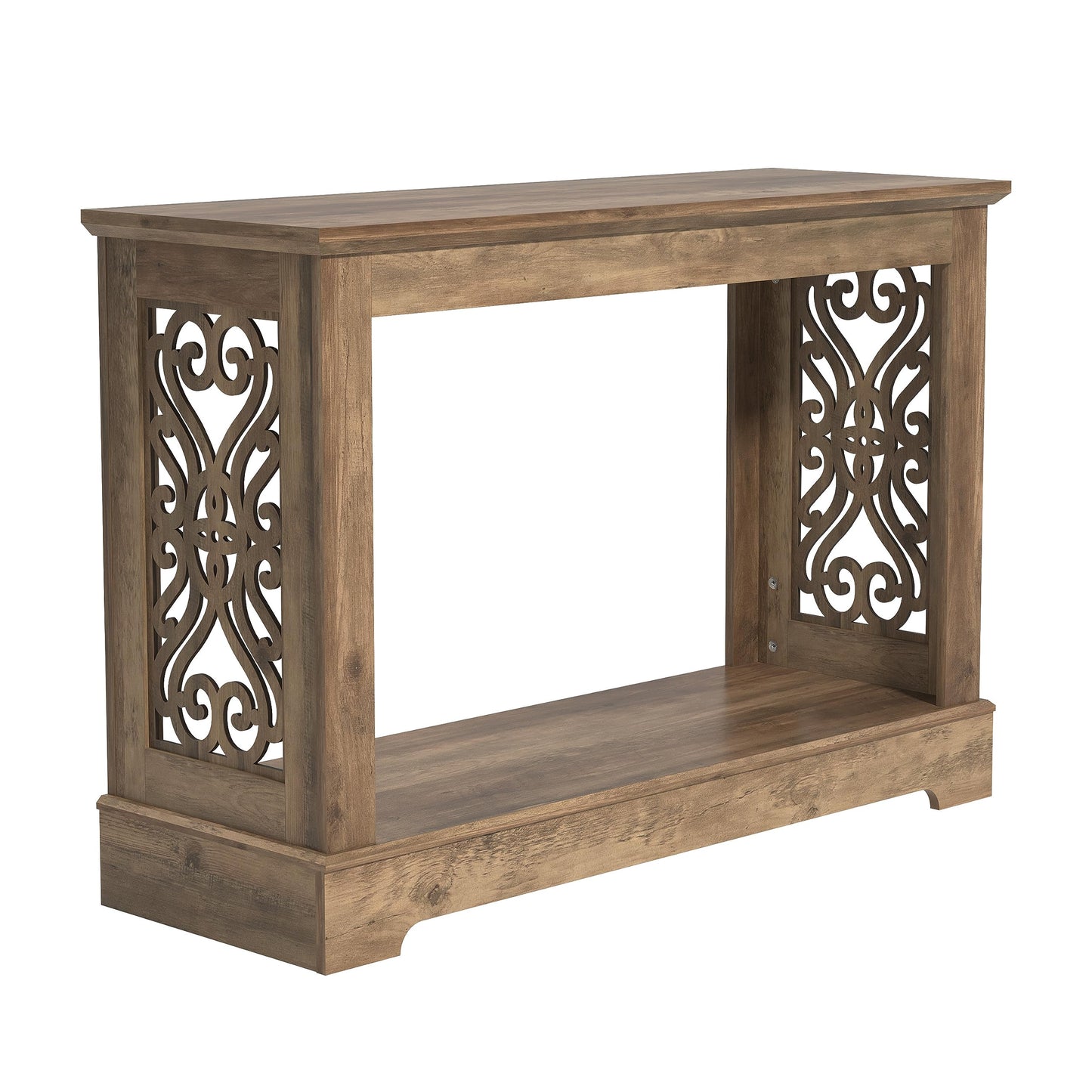 Galano Heron Mission Sofa Console Table, Bookshelf with Storage, Entryway Table, Living Room Tables, Side Table, End Table, Easy Assembly, 14.8" D x 42.1" W x 29.1" H, Knotty Oak