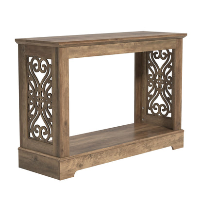 Galano Heron Mission Sofa Console Table, Bookshelf with Storage, Entryway Table, Living Room Tables, Side Table, End Table, Easy Assembly, 14.8" D x 42.1" W x 29.1" H, Knotty Oak