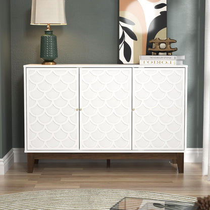 Galano Trafford 3 Door Sideboard - Storage Drawer Cabinet for Living Room, Bedroom, or Kitchen (Trafford, White)