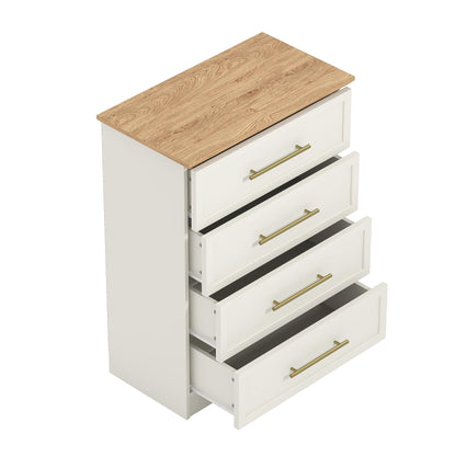 Galano Cleverton 4 Drawer Chest - Chest of Drawers with Storage for Bedroom - Closet Organizers and Storage Cabinet for Hallway, Entryway (Ivory/Oak)