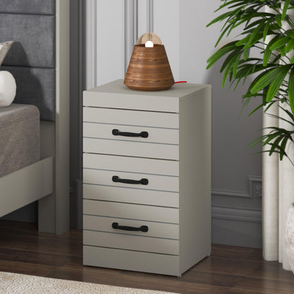 Galano Allington 3 Drawer Bedside - Small Side Table, End Table with Storage for Bedroom - Chest of Drawers for Clothes - Organizers for Hallway, Entryway, Living Room - Light Grey