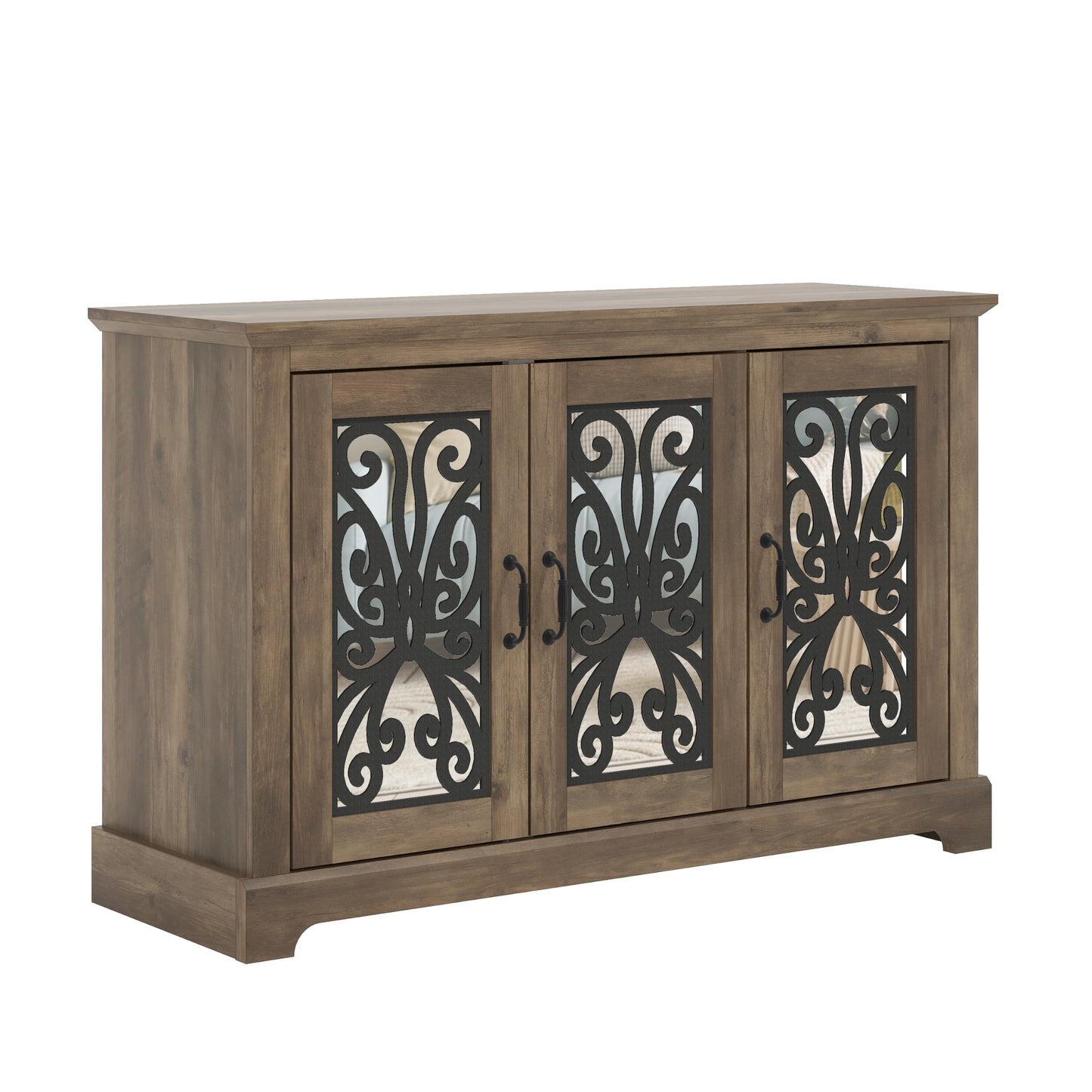 Galano Calidia 3 Door Sideboard Buffet Cabinet for Living Room, 15.7" D x 45.7" W x 29.3" H, Knotty Oak