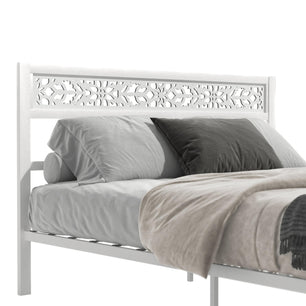 Galano Candence Eirwen Queen Metal Platform Bed Frame, Steel Slat Support, No Box Spring Needed, Easy Assembly, White