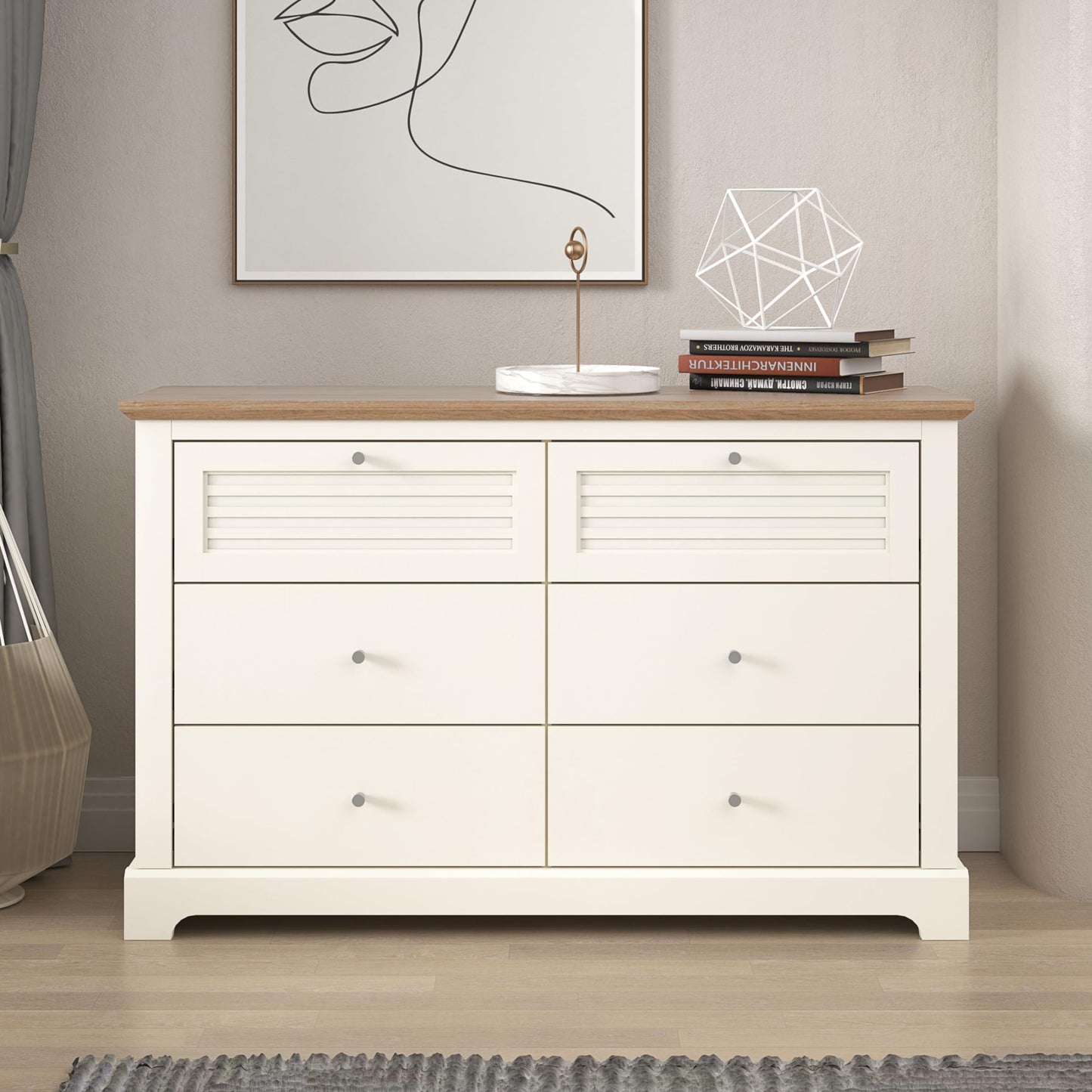 Galano Milan 4 Drawer Chest - Chest of Drawer with Storage for Bedroom - Organizers and Storage Cabinet for Hallway - Entryway or Living Room (Light Grey/Oak)