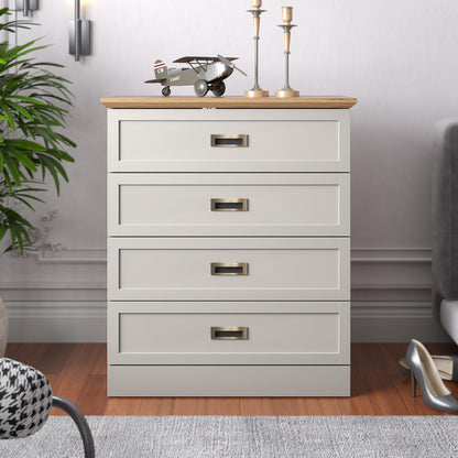 Galano Durban 4 Drawer Chest - Tall Drawer Chest with Storage for Bedroom - Chest of Drawers for Clothes - Organizers and Storage Cabinet for Hallway - Entryway or Living Room (Light Grey/Oak)