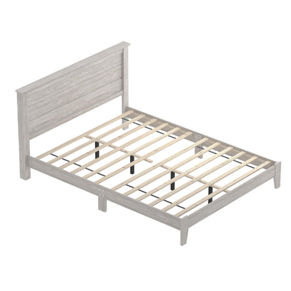 Galano Tiena Wood Platform Queen Bed Frame with Headboard, Fit 60'' x 80'' Mattress Foundation with Wood Slat Support, No Box Spring Needed, 65.8" L x 85.4" W x 40.1" H, Dusty Grey Oak