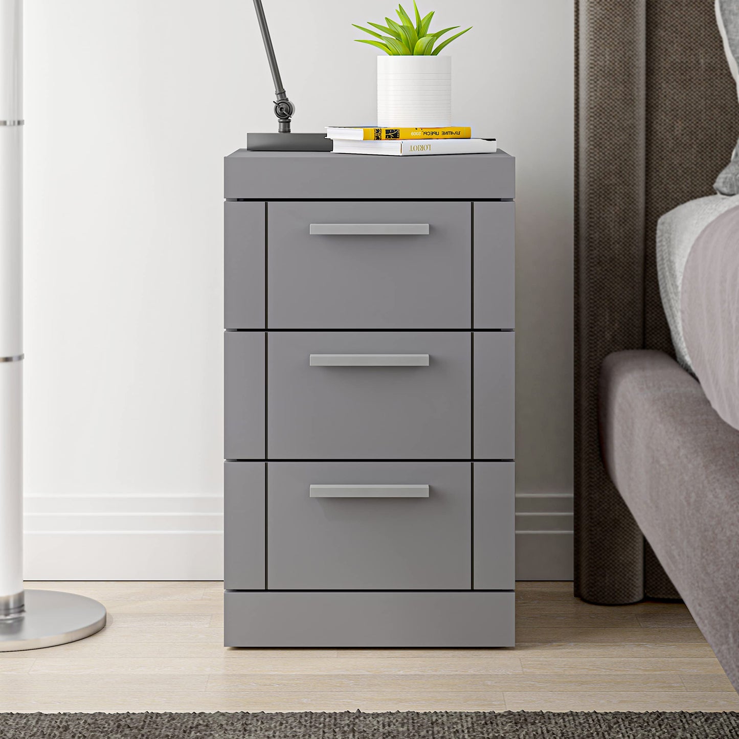 Galano Kimberley 4 Drawer Chest - Tall Drawer Chest with Storage for Bedroom - Chest of Drawers for Clothes - Storage Cabinet for Hallway, Entryway - Cool Grey