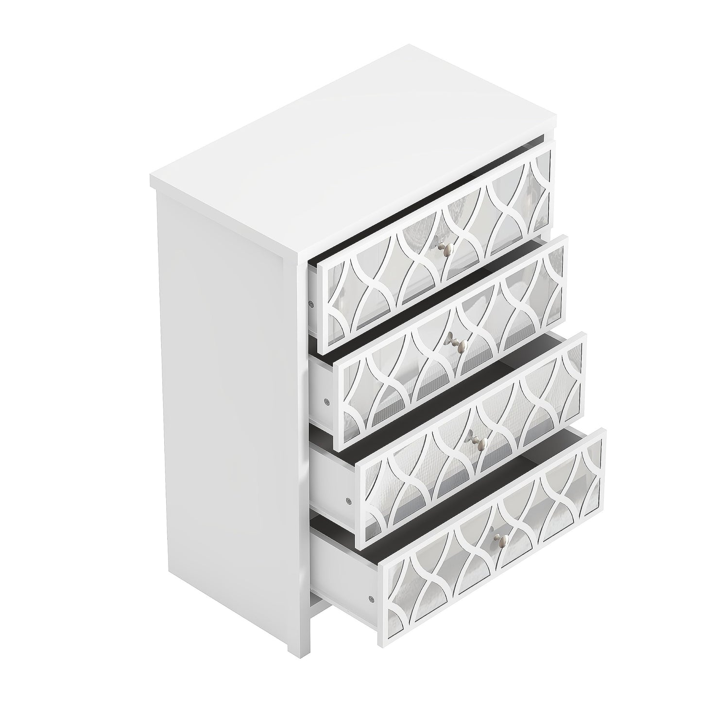 Galano Iris 4 Drawer Chest - Modern Cabinet with 1 Mirrored Drawers - Organizers and Storage for Bedroom – Console for Entryway - Hallway or Living Room - Grey,