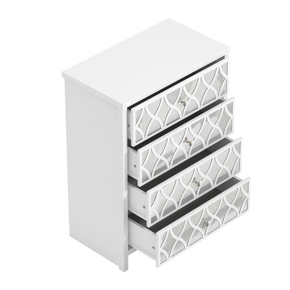 Galano Iris 4 Drawer Chest - Modern Cabinet with 1 Mirrored Drawers - Organizers and Storage for Bedroom – Console for Entryway - Hallway or Living Room - Grey,