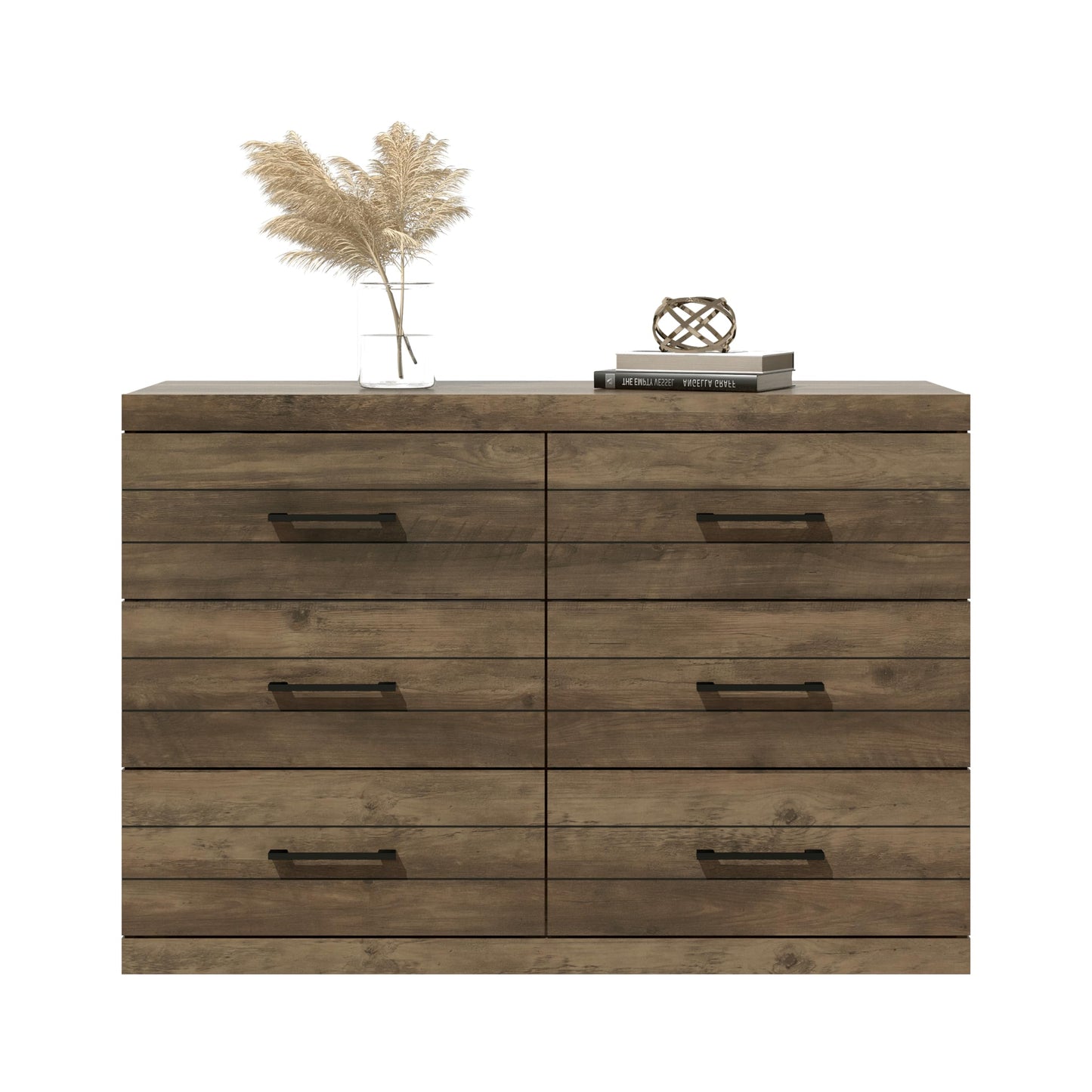 Galano Hamsper Wooden 6 Drawer Dresser Interlock for Bedroom, Wide Chest of Drawers for Children and Nursery, Closet Organizer Storage for Kids, 16.1" D x 46.5" W x 31.0" H, Knotty Oak