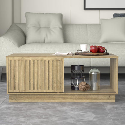 Galano Ryuki Coffee Table - Modern Distressed Oak Finish - Storage Cabinet for Entryway - Foyer - Living Room - Space Saving (Riviera Eichi)