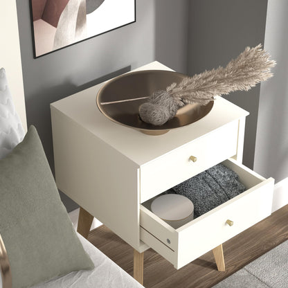 Galano Abby Bedside Table - Stylish 2 Drawer Bedside - Side Table with Storage - Storage Cabinet for Hallway - Entryway or Bedroom (Light Grey/Oak)