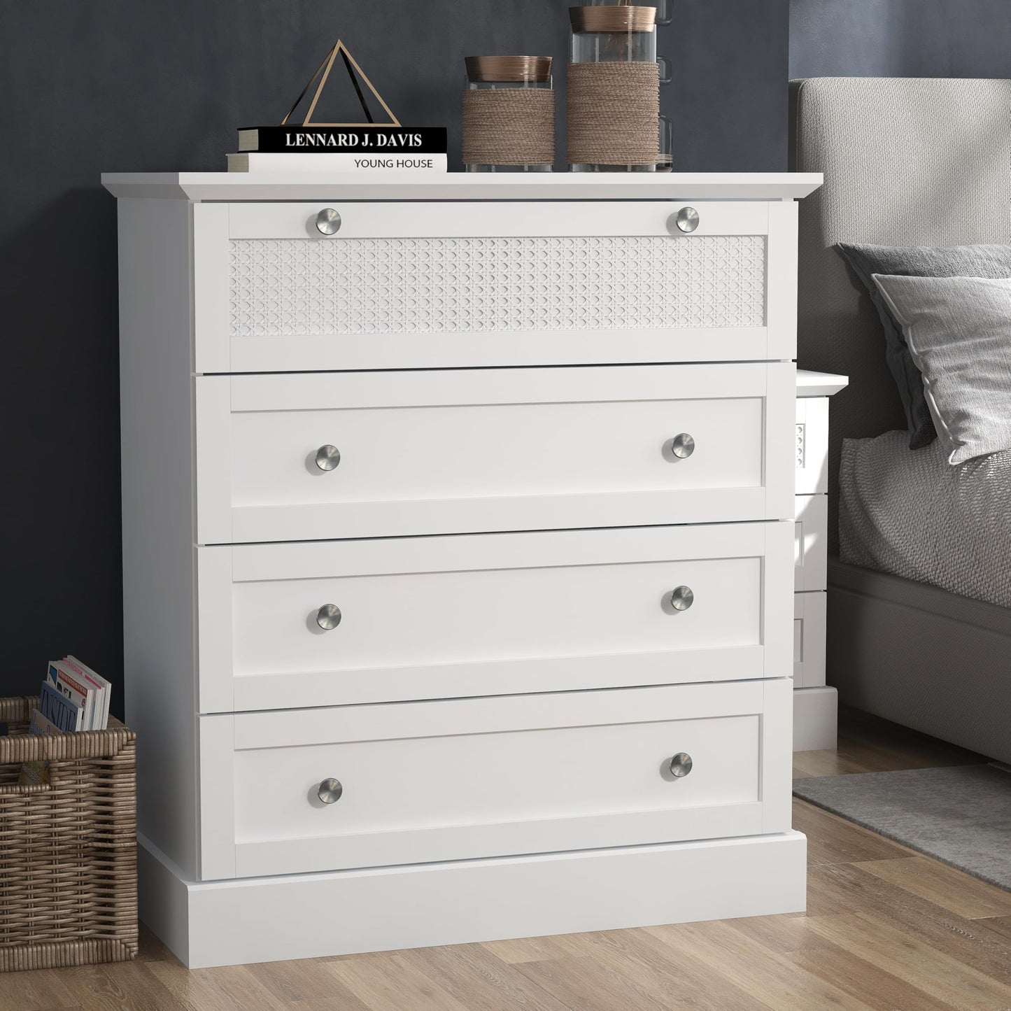 Galano Catalina 4 Drawer Chest - Rattan Tall Drawer Chest with Storage for Bedroom - Chest of Drawers for Clothes - Organizers and Storage Cabinet for Hallway - Entryway or Living Room