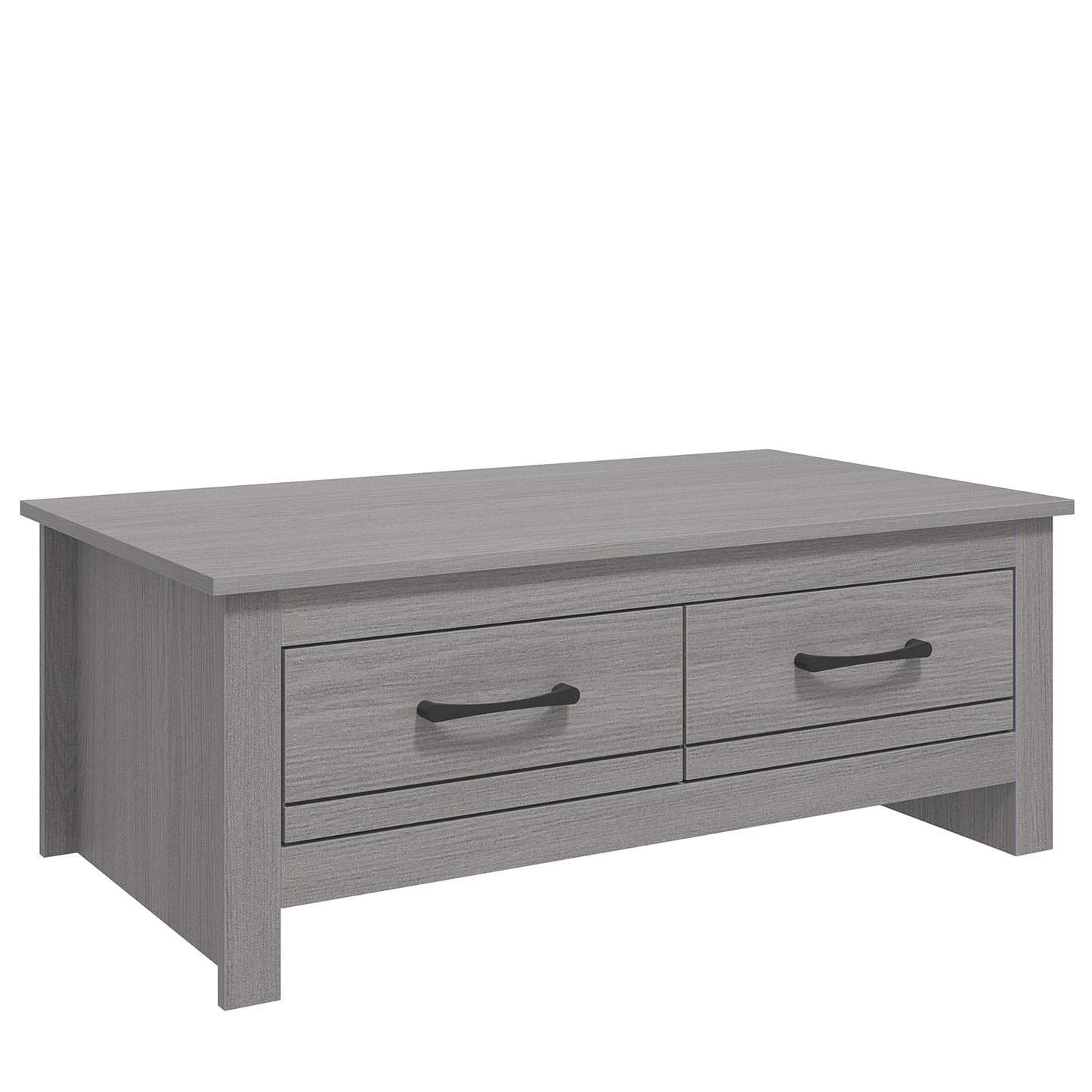 Galano Limestone Coffee Table - 2 Drawer Storage Unit - Engineered Wood Storage Cabinet, Rectangular Living Room Table with Storage (Dark Grey)