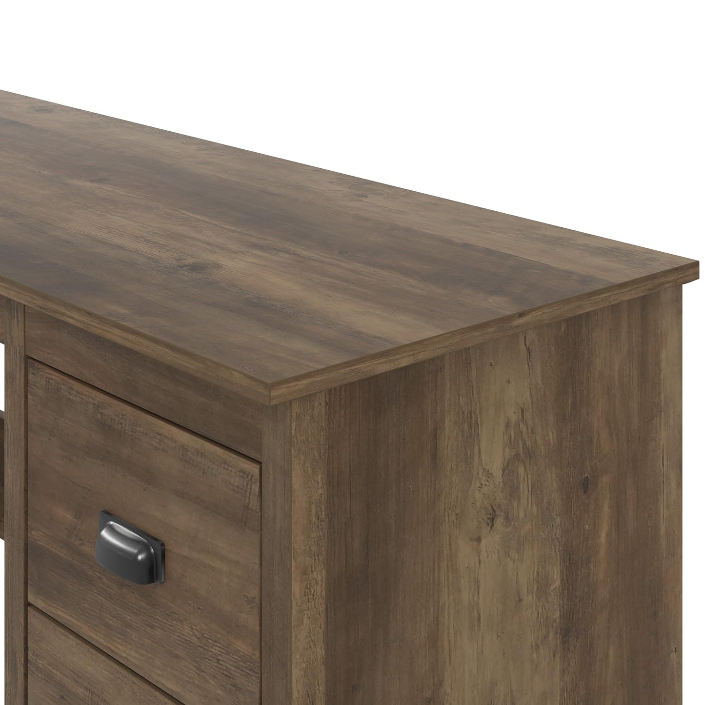 Galano Bristol Study Desk - 3 Drawers Storage Unit - Engineered Wood Desk with Storage Cabinet - Computer Desk, Writing Table, PC Workstation for Home Office (Knotty Oak)