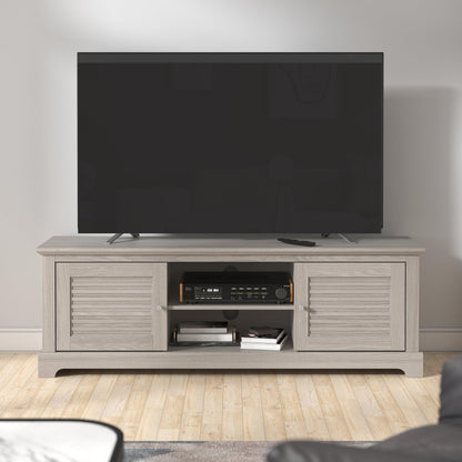 Galano Milan Wide TV Unit, Entertainment Centre for up to 65" TV, 150cm TV Unit with 2 Doors, TV Stand Cabinet for Living Room, Large Storage (Light Grey/Oak)