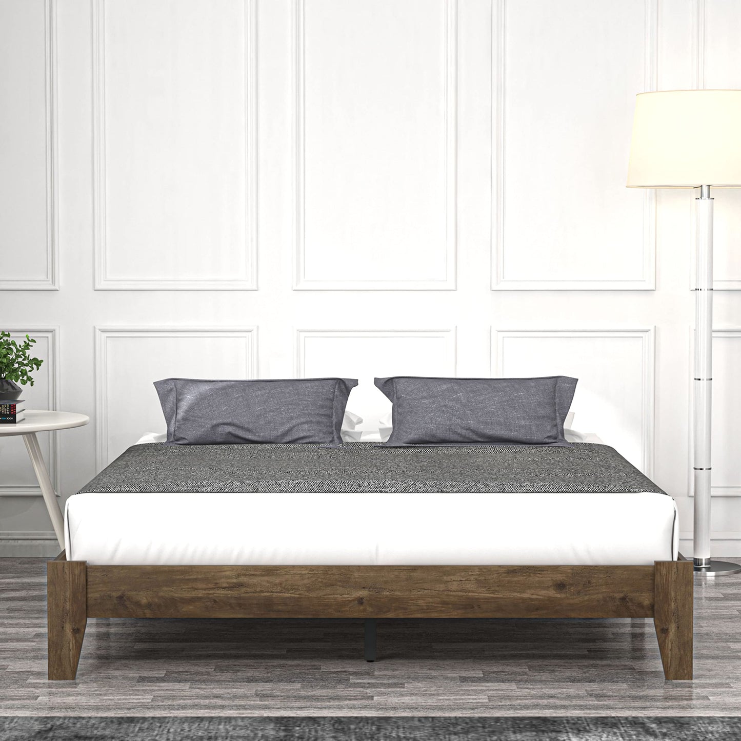 Galano Milton Platform Double Bed - Stylish Wooden Bedframe - Sturdy Platform Bedframe for Adult - Wood Slat Support - Easy Assembly - Bedroom Furniture - Knotty Oak