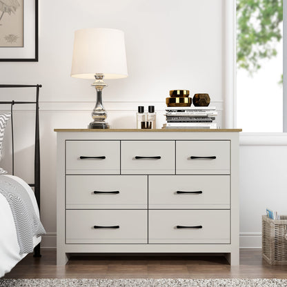 Galano Limestone 3+4 Drawer Chest - Chest of Drawer for Bedroom - Closet Organizers and Storage Cabinet for Hallway, Entryway (White)