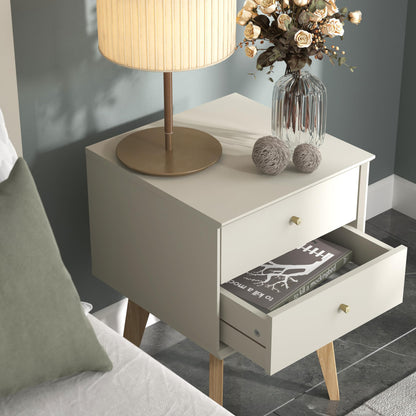 Galano Abby Bedside Table - Stylish 2 Drawer Bedside - Side Table with Storage - Storage Cabinet for Hallway - Entryway or Bedroom (Light Grey/Oak)