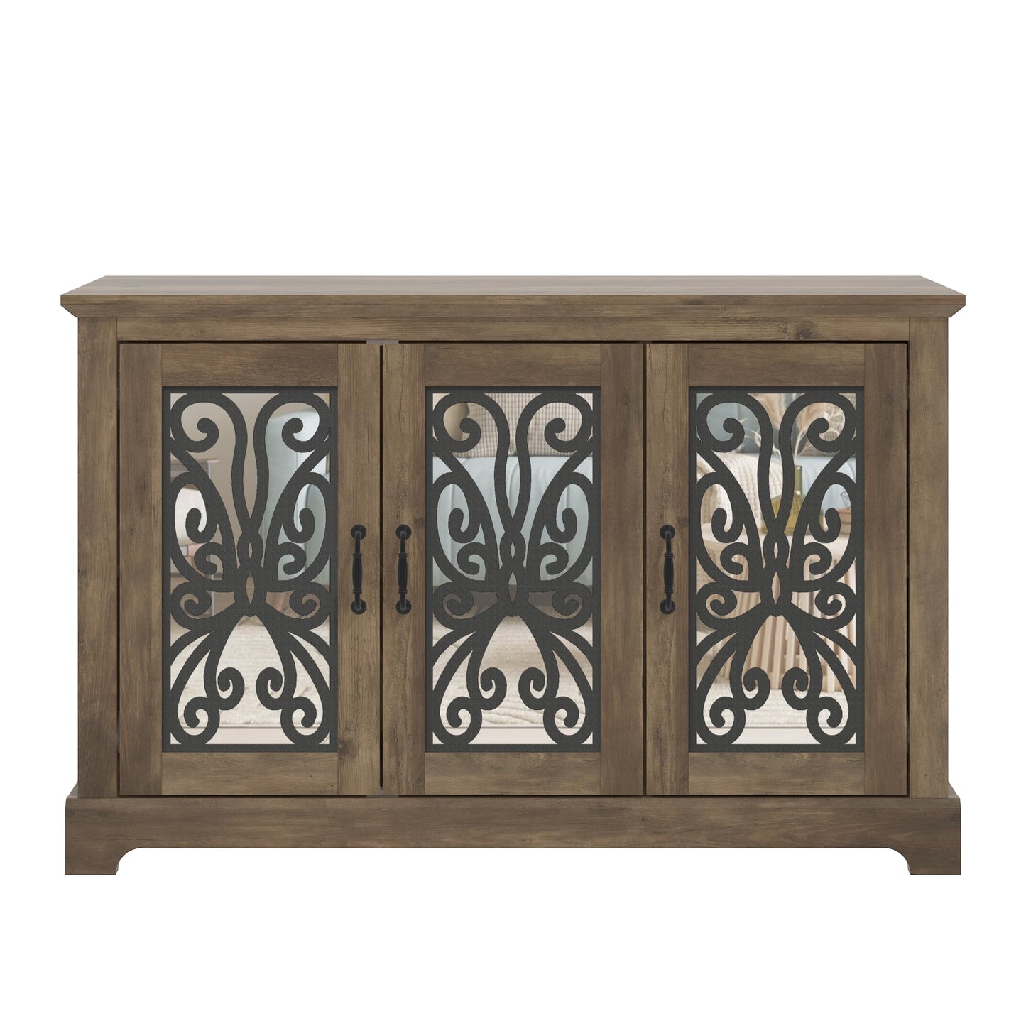 Galano Calidia 3 Door Sideboard Buffet Cabinet for Living Room, 15.7" D x 45.7" W x 29.3" H, Knotty Oak