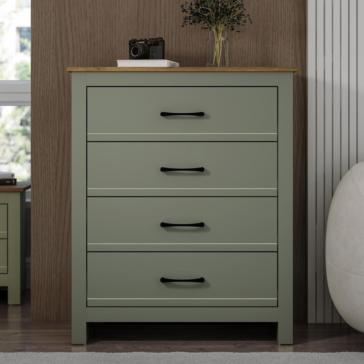 Galano Limestone 4 Drawer Chest - Chest of Drawer for Bedroom - Closet Organizers and Storage Cabinet for Hallway, Entryway - (Dark Green)