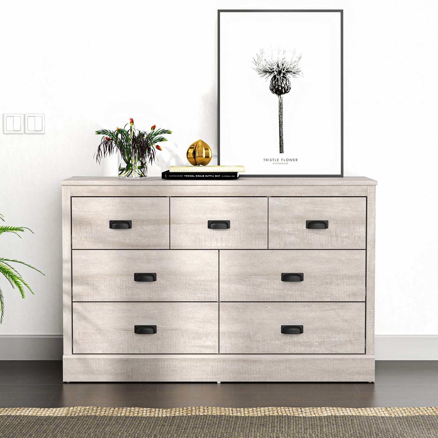 Galano Bristol 2 Drawer Bedside Table - Small Side Table, Organizers and Storage Cabinet for Hallway, Entryway or Bedroom Storage - W47.0 x D40.0 x H54.0cm -Dusty Grey Oak