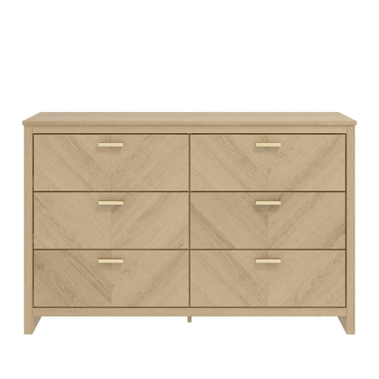 Galano Bonny 3+3 Drawer Chest - Chest of Drawers with Storage for Clothes - Organizers and Storage Cabinet for Hallway - Entryway or Living Room (Oak)