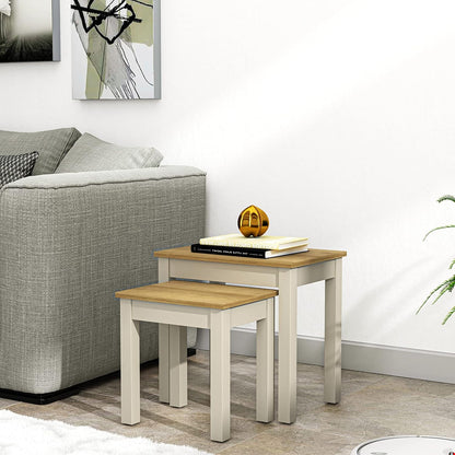 Galano Sufy Nest of 2 Tables Unit - Modern Sofa Side Table for Living Room - Small and Light Multilevel Coffee Table Set - ‎33 x 48 x 46.5 cm - Light Grey