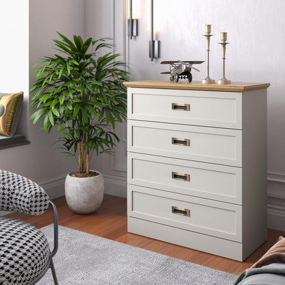 Galano Durban 4 Drawer Chest - Tall Drawer Chest with Storage for Bedroom - Chest of Drawers for Clothes - Organizers and Storage Cabinet for Hallway - Entryway or Living Room (Light Grey/Oak)