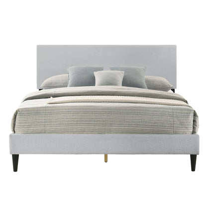 Galano Bayson Brooklyn Queen Size Bed Frame with Fabric Headboard, Heavy Duty Mattress Foundation, No Box Spring Needed, 64.17" D x 83.46" W x 43.11" H, Grey