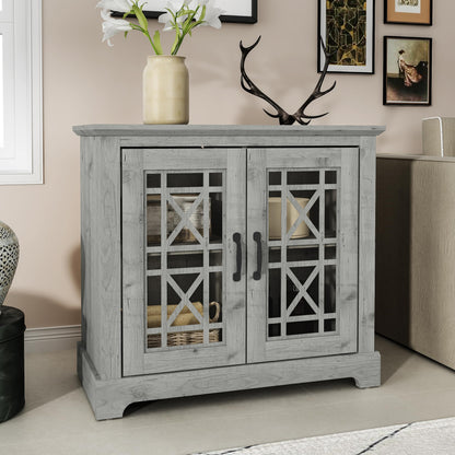 Galano Isadora Accent Cabinet, Accent Furniture, Storage Cabinet for Living Room, Hallway, Kitchen, Buffet Table, 15.67" D x 32.36" W x 29.29" H, Mexican Grey