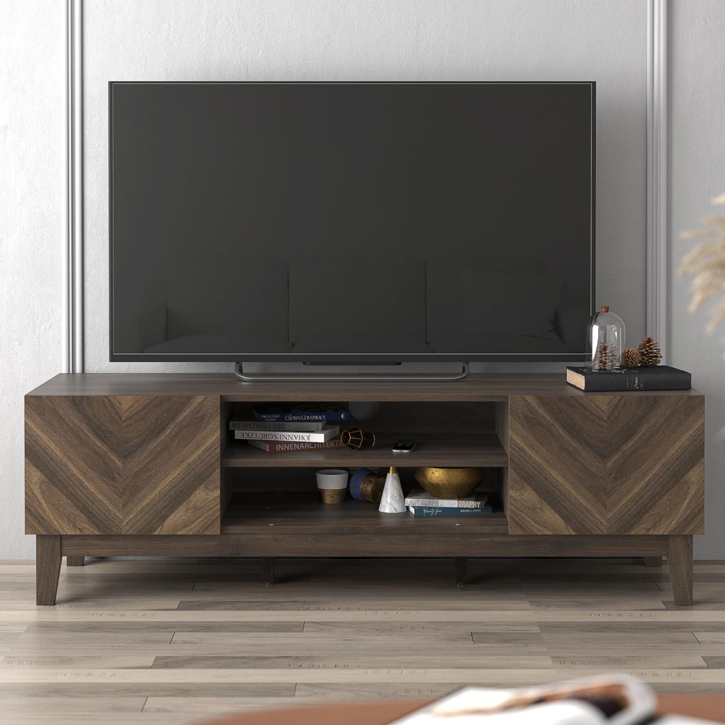 Galano Hanwell TV-Möbel mit 2 Türen, Entertainment-Center für Fernseher bis zu 65 Zoll, 139 cm TV-Möbel mit 2 Türen, TV-Ständerschrank für Wohnzimmer, viel Stauraum