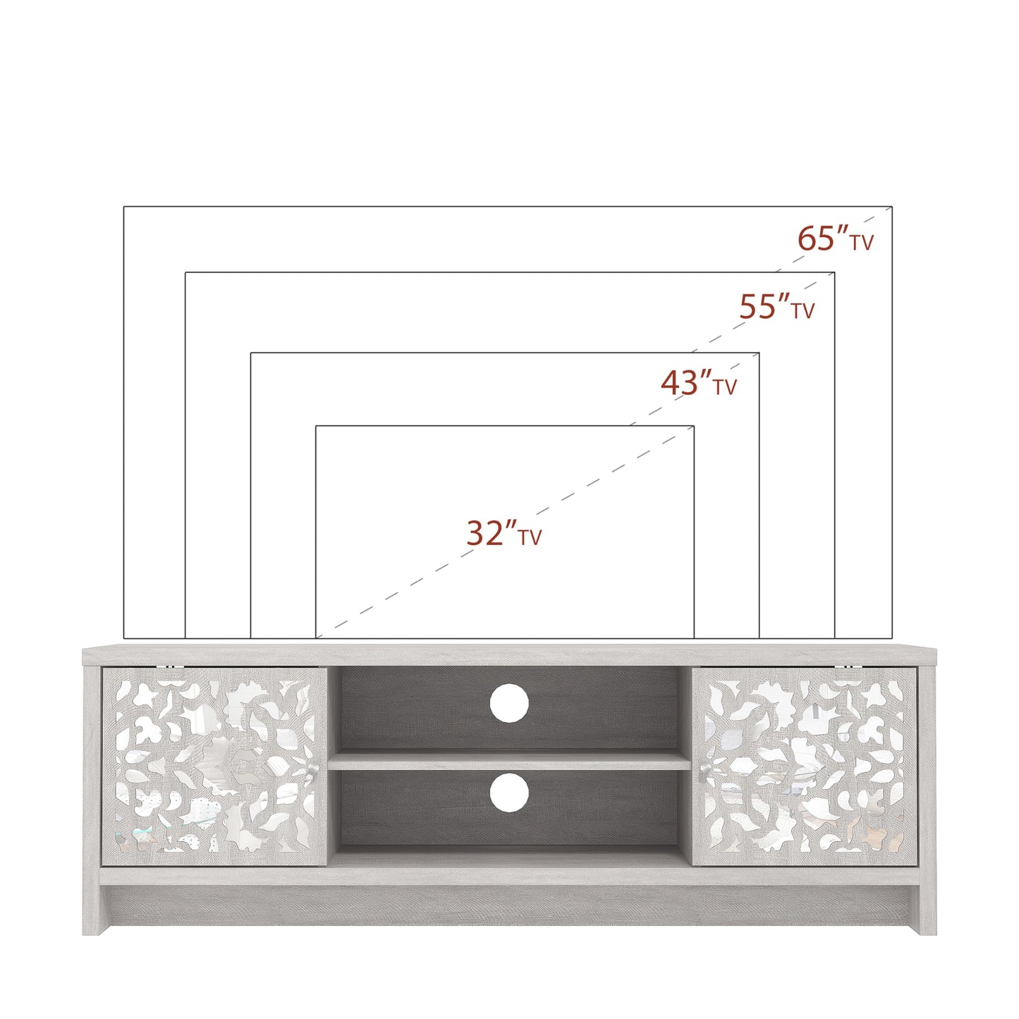 Galano Norwich 2 Door TV Unit, Entertainment Centre for up to 60 inch TV, TV Stand Cabinet for Living Room, Large Storage (Dusty Grey Oak)