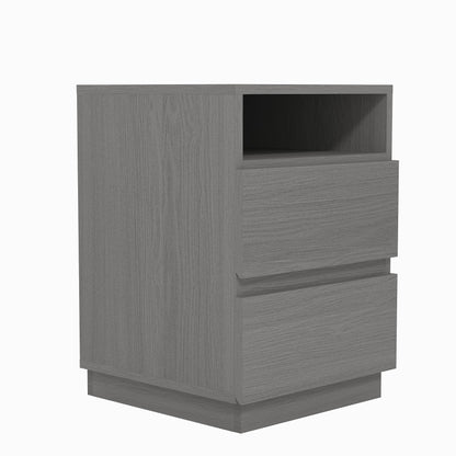 Galano Anderson 2 Drawer Side Table with Shelf - Storage Cabinet for Hallway - Entryway - Foyer - Living Room - Bedroom - Space Saving (Cool Grey Oak)