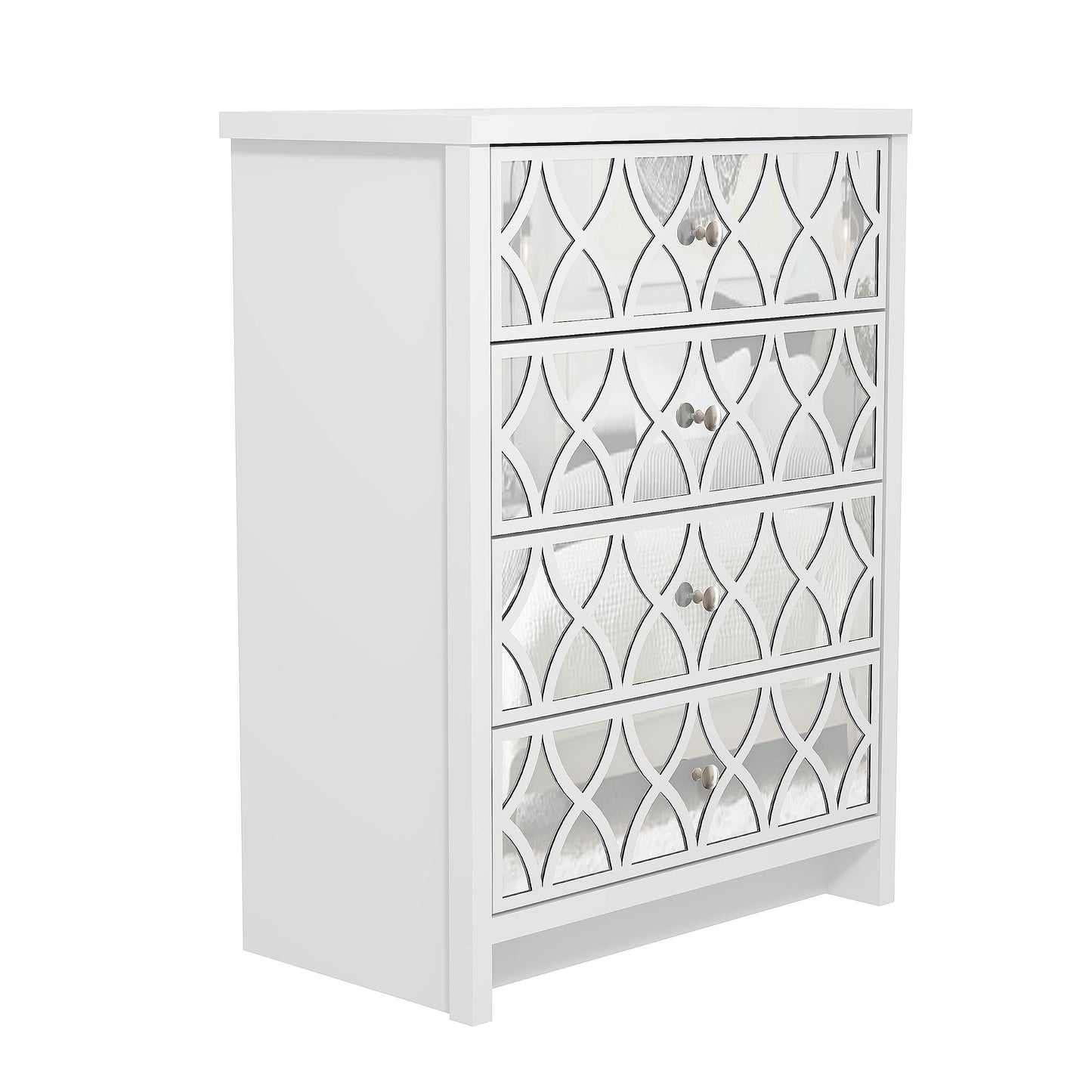 Galano Iris 4 Drawer Chest - Modern Cabinet with 1 Mirrored Drawers - Organizers and Storage for Bedroom – Console for Entryway - Hallway or Living Room - Grey,