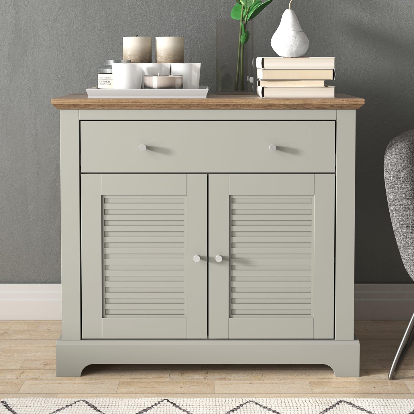 Galano Milan 3 Door 2 Drawer Sideboard - Cabinet Storage Organizer for Your Home - Storage Sideboard - Adjustable Shelves - Warm Grey Oak