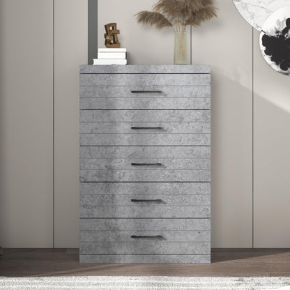 Galano Elis Wooden 5 Drawer Dresser for Bedroom with Interlock, Modern Storage Chest for Nursery and Children Room, 15.8" D x 31.5" W x 47.2" H, Dusty Grey Oak