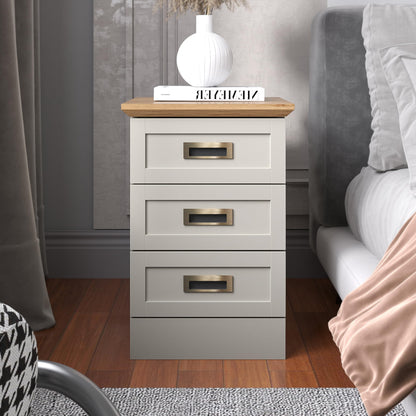 Galano Durban 3 Drawer Bedside Table - Stylish Side Table with Storage - Nightstands Bedroom Furniture - Organizers & Storage Cabinet for Hallway, Entryway or Livingrom (Light Grey/Oak)