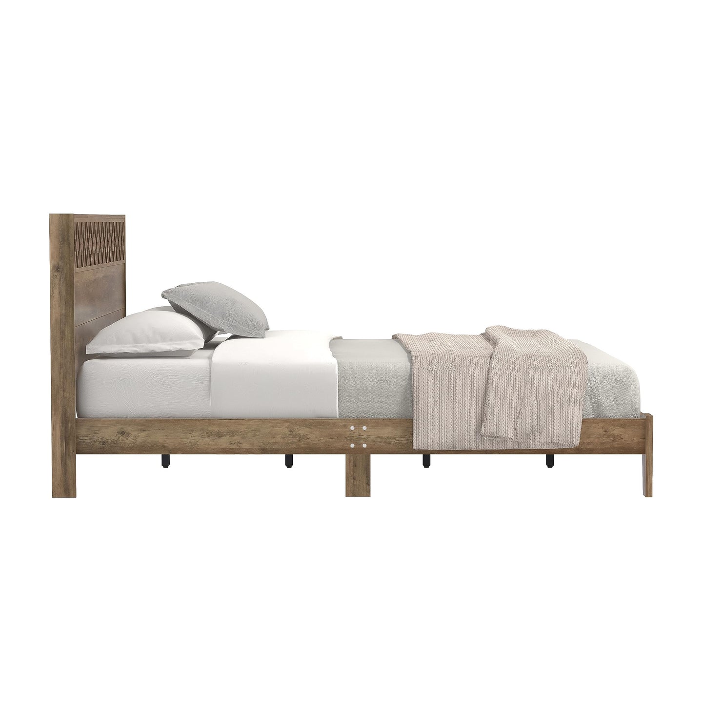 Galano Aideliz Queen Platform Bed Frame with Headboard and Wooden Slats Support, Mattress Foundation, No Box Spring Needed, 64.17" D x 85.31" W x 40.16" H, Knotty Oak