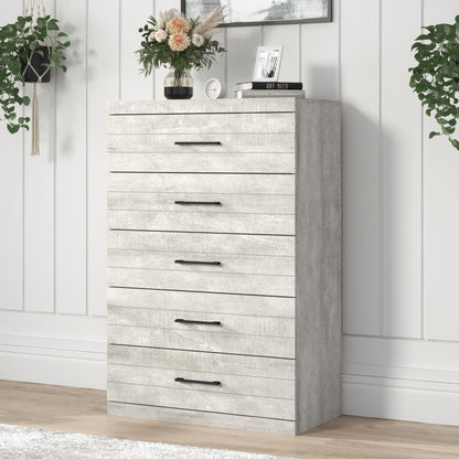 Galano Elis Wooden 5 Drawer Dresser for Bedroom with Interlock, Modern Storage Chest for Nursery and Children Room, 15.8" D x 31.5" W x 47.2" H, Dusty Grey Oak