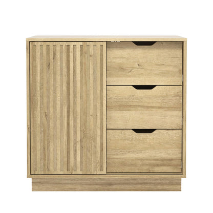 Galano Ryuki 2 Door 3 Drawer Sideboard - Storage Drawer Cabinet for Living Room, Bedroom, or Kitchen (Riviera Eichi)