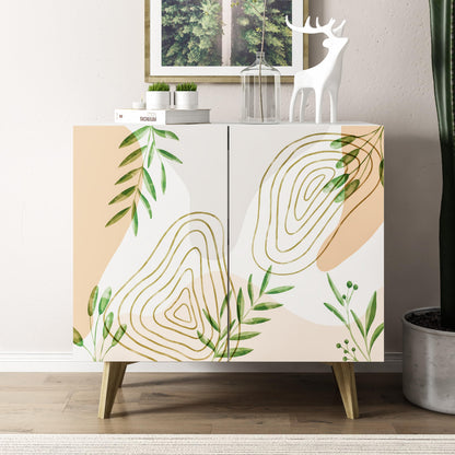 Galano Capson Wassily Sideboard Buffet Kitchen Storage Cabinet with Decorated Doors, Dining Room, Hallway, Cupboard Console Table, Accent Cabinet, 16.22" D x 30.94" W x 31.26" H, White