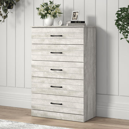 Galano Elis Wooden 5 Drawer Dresser for Bedroom with Interlock, Modern Storage Chest for Nursery and Children Room, 15.8" D x 31.5" W x 47.2" H, Dusty Grey Oak