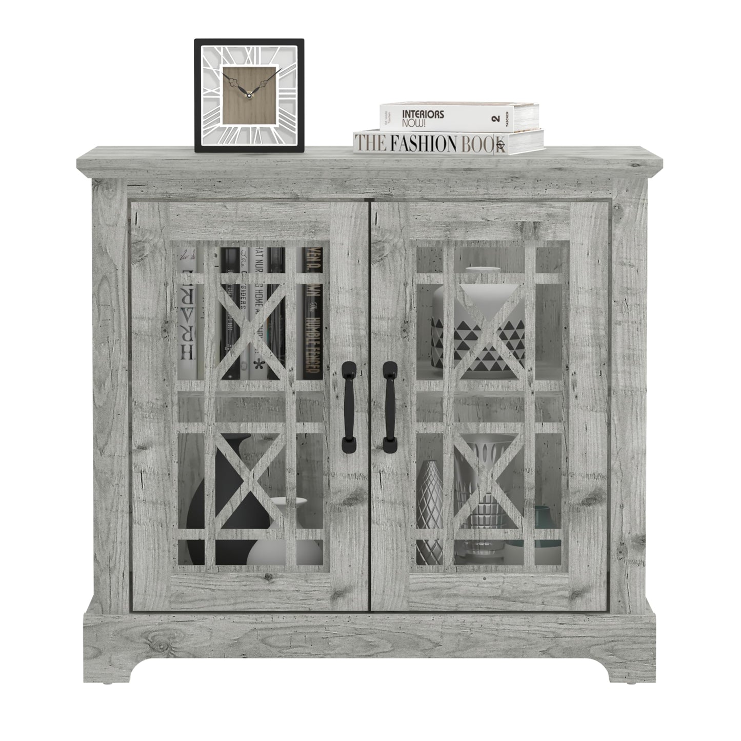 Galano Isadora Accent Cabinet, Accent Furniture, Storage Cabinet for Living Room, Hallway, Kitchen, Buffet Table, 15.67" D x 32.36" W x 29.29" H, Mexican Grey