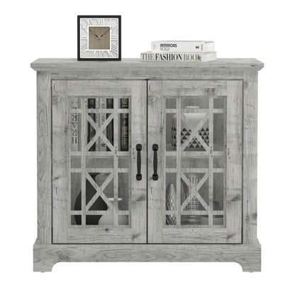 Galano Isadora Accent Cabinet, Accent Furniture, Storage Cabinet for Living Room, Hallway, Kitchen, Buffet Table, 15.67" D x 32.36" W x 29.29" H, Mexican Grey