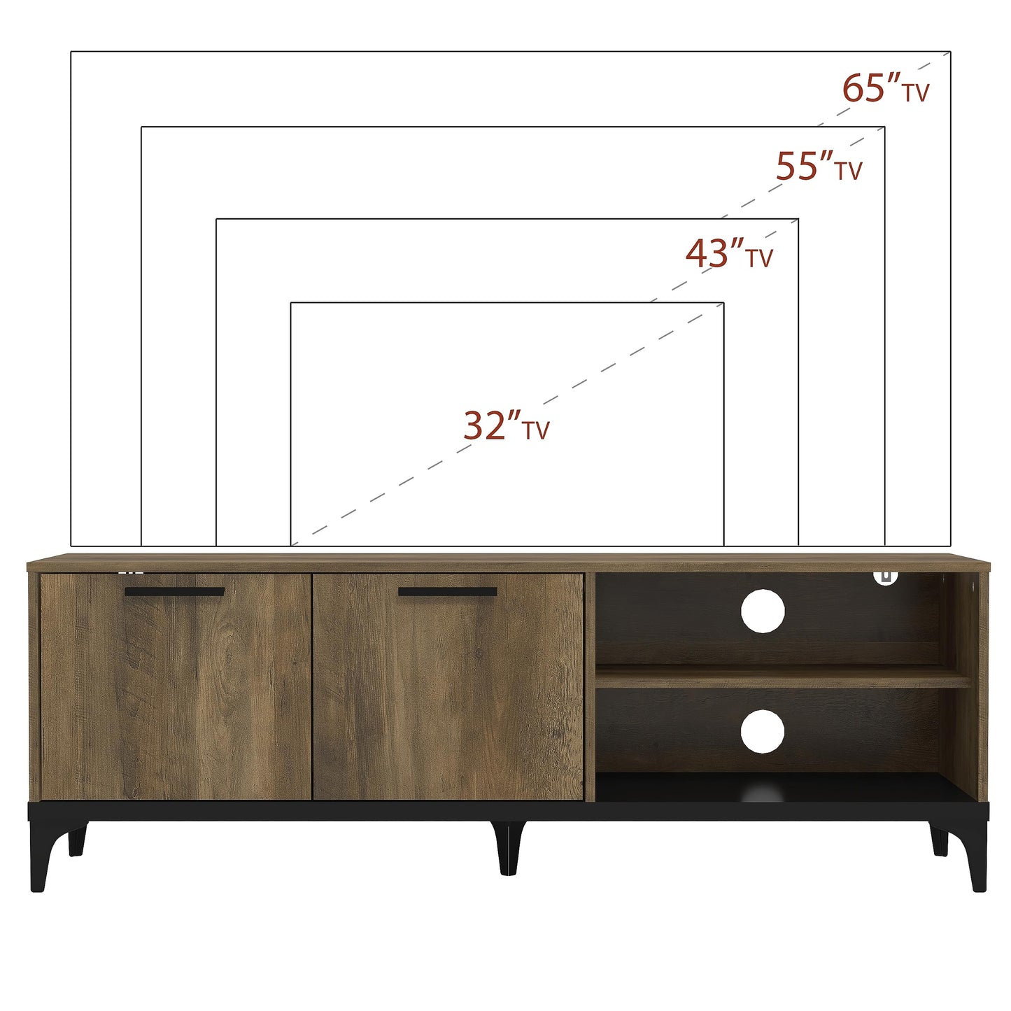 Galano Lawrence 2 Door TV Unit, Entertainment Centre for up to 65" TV, 140cm TV Unit with 2 Doors, TV Stand Cabinet for Living Room, Large Storage (Knotty Oak)