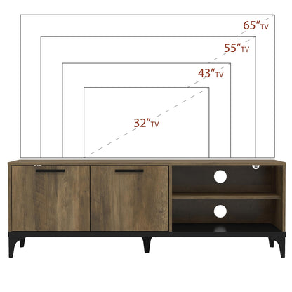 Galano Lawrence 2 Door TV Unit, Entertainment Centre for up to 65" TV, 140cm TV Unit with 2 Doors, TV Stand Cabinet for Living Room, Large Storage (Knotty Oak)